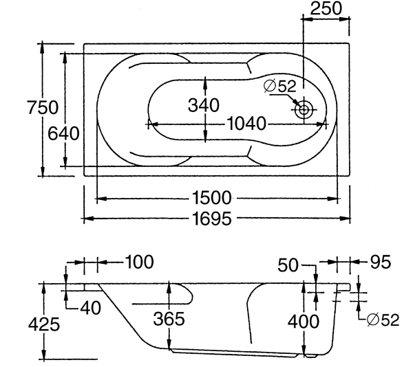 Badewanne - Körperformwanne 170 cm x 75 cm <strong>Badewanne - Körperformwanne 170 cm x 75 cm</strong> Badewanne - Körperformwanne 170 cm x 75 cm – Bild 2