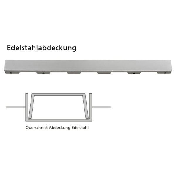 Duschrinnen-Set komplett aus Edelstahl von 300 - 1000 mm Länge mit Edelstahlabdeckung