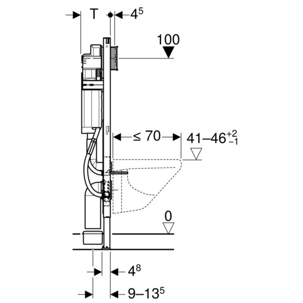 Geberit WC Duofix Element, 112 cm, 42,5 cm breit, mit Spülkasten Sigma, barrierefrei