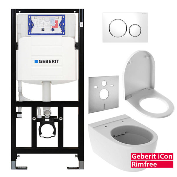 Geberit iCon Tiefspüler Rimfree WC-Set komplett mit UP-Spülkasten Sigma