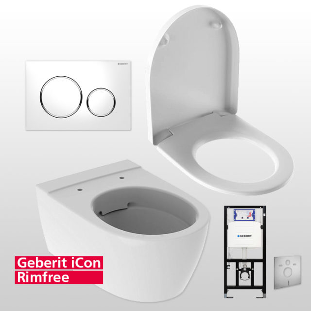 Geberit iCon Tiefspüler Rimfree WC-Set komplett inkl. Sanwand WC ...