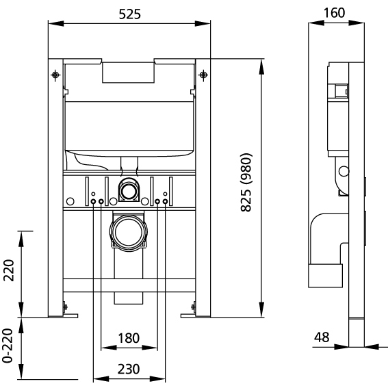WC Vorwandelement mit Grohe Spülkasten Bauhöhe 82,5 cm mit Wandhalter – Bild 2